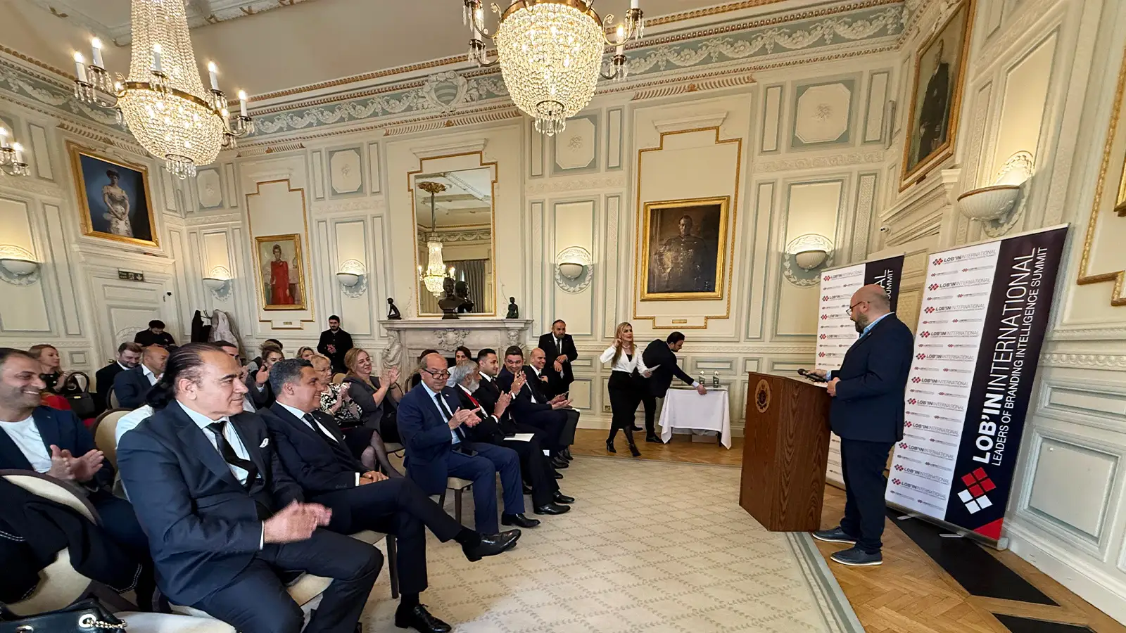 Chairman Dr Murat Dağıtmaç holding the Rising Business Platform of the Year trophy during the 24th European Quality Summit at the Naval and Military Club.
